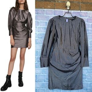 Maje Ralery Mini Dress in Argent Silver size 36/4